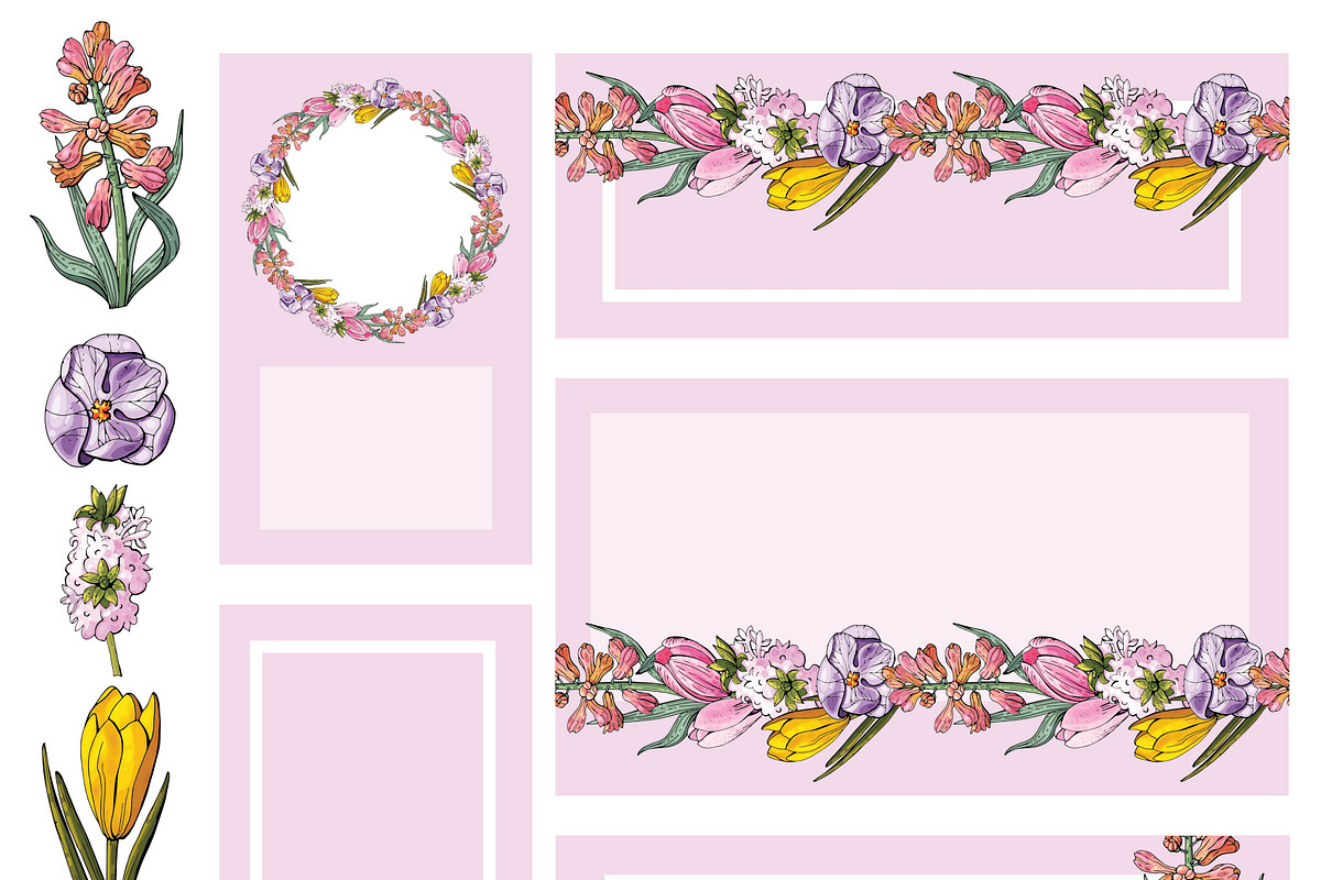 Set of floral elements and wreaths, an Illustration by fiolika (Photo 8 of 13)