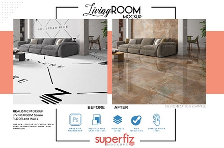 Floor&Wall LinvingRoom Mockup SM237