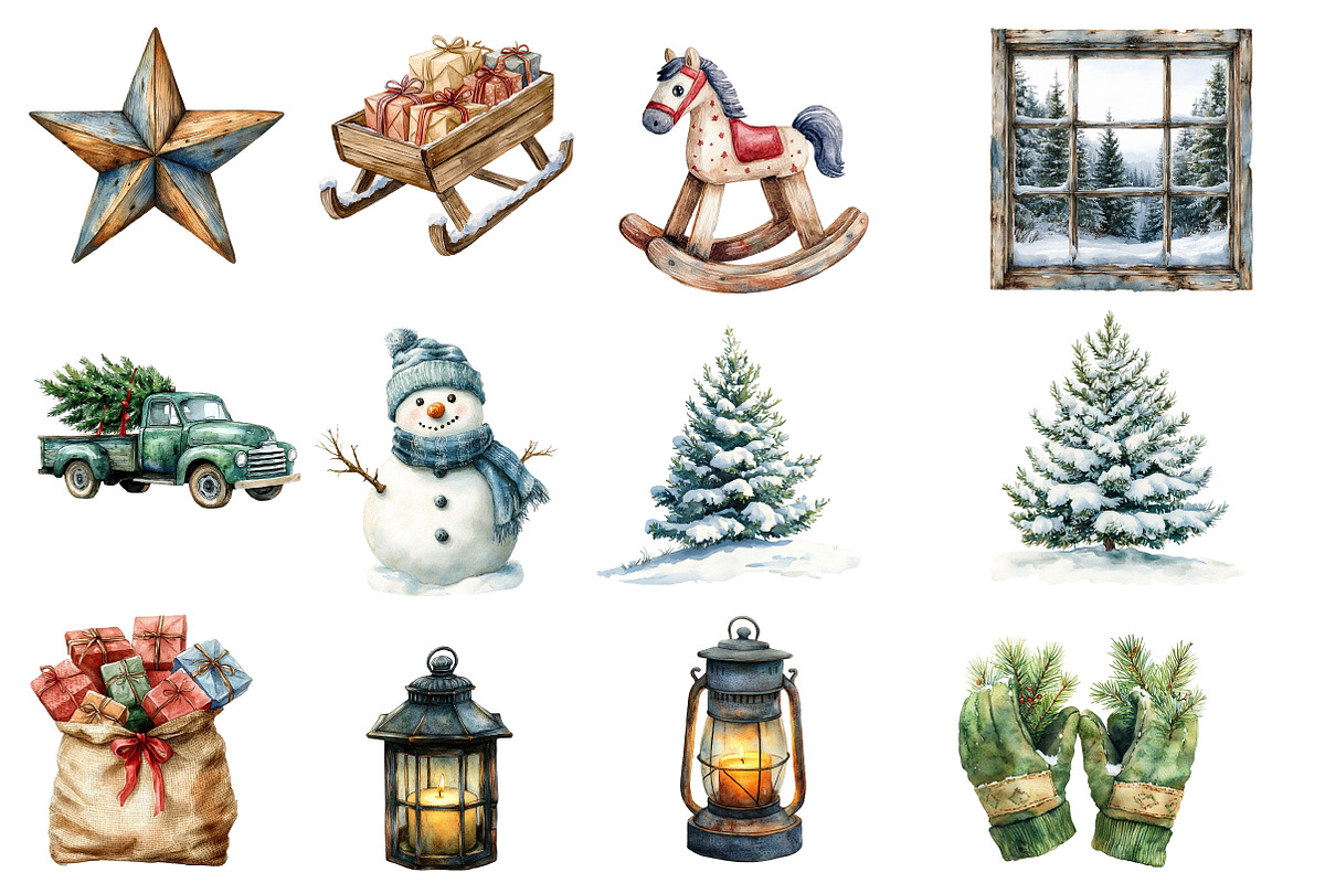 Watercolor Neutral Christmas Clipart, an Illustration by Designworld (Photo 5 of 6)