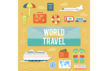 Set icons set of traveling preview 2