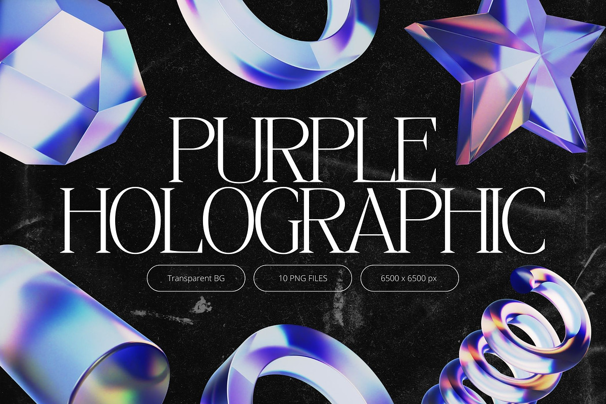 3D Purple Holographic Shapes, an Object Graphic by Design Studio (Photo 1 of 3)