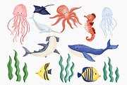 Watercolor Ocean & Sea Animals, an Animal Illustration by MiracleArtAndDesign (Thumbnail 2 of 4)