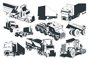 Large Trucks and Trailers Set, a Transportation Illustration by Blacklight (Thumbnail 4 of 6)
