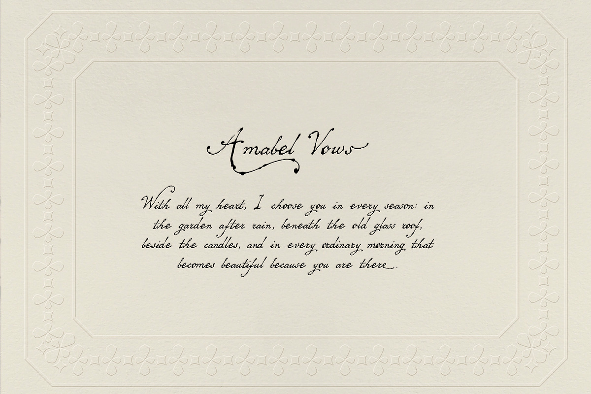 Amabel Vows: Romantic Script Font, a Script Font by Mneme (Photo 4 of 9)