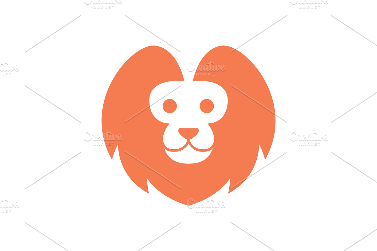 cute lion head logo design cartoon, a Branding & Logo Template by devastd