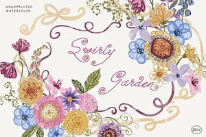 Whimsical Swirly Garden Florals