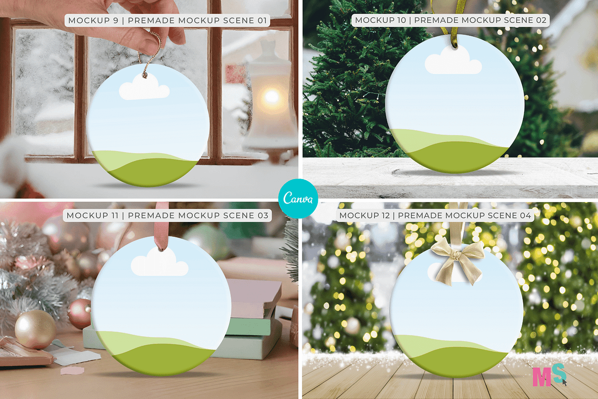 Round Ceramic Ornament Canva Mockup, a Mockup by Mockup Scene (Photo 7 of 15)