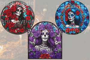 Stained Glass Catrina Clipart