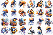 Watercolor Ocean Animals Clipart, an Illustration by Craft Nest (Thumbnail 5 of 11)