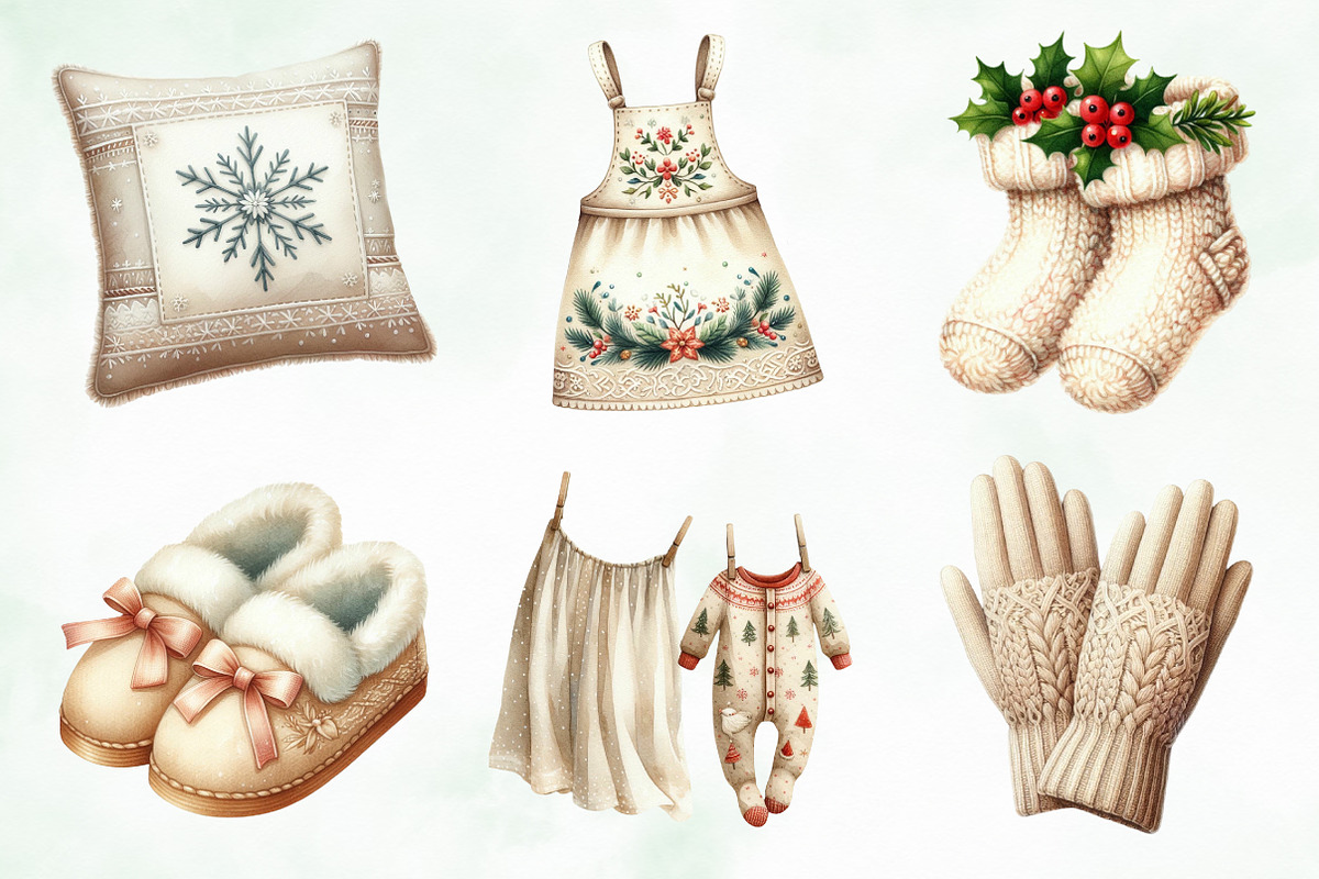 Neutral Christmas Laundry Clipart, an Illustration by Creative Art (Photo 2 of 6)
