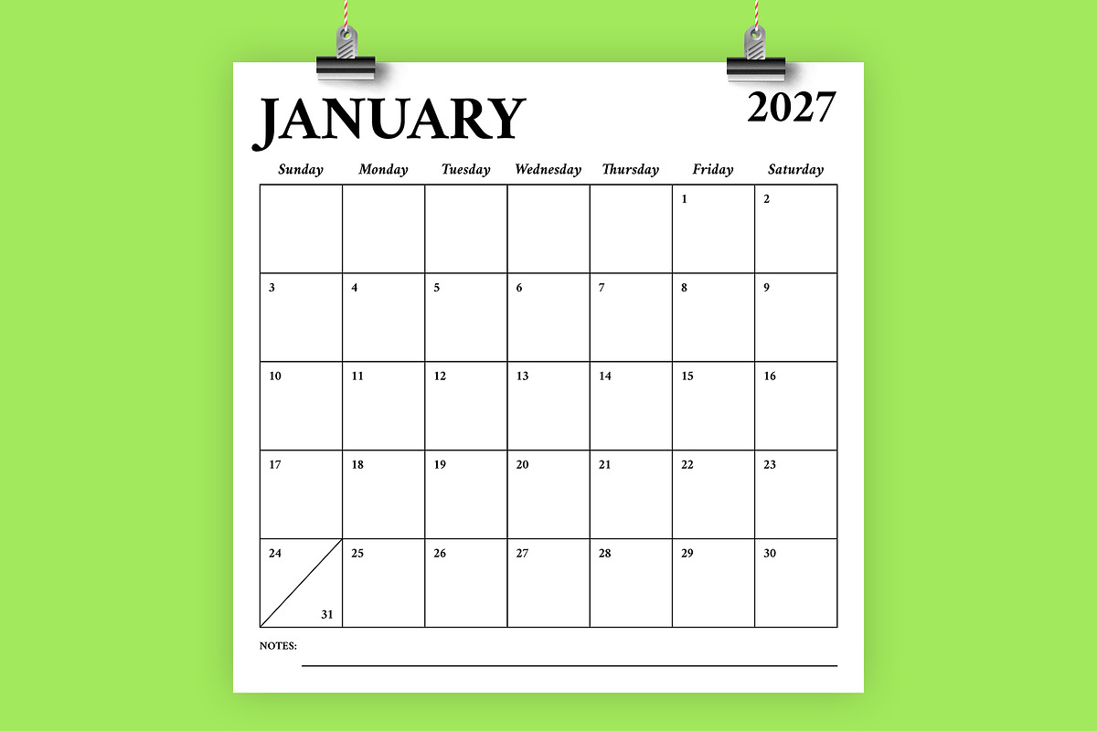 2027 Square 12x12 Calendar Template, a Stationery Template by Running With Foxes (Photo 1 of 5)
