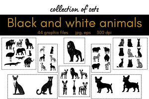 Black and white animals 44 eps/jpg, an Animal Illustration by InkyQueenArt