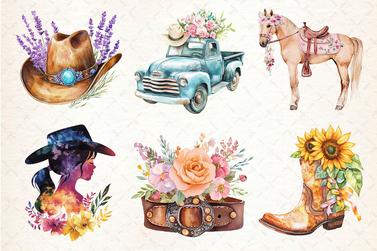 Western Mothers Day Cowgirl Clipart, an Illustration by Dream Creation (Photo 2 of 6)