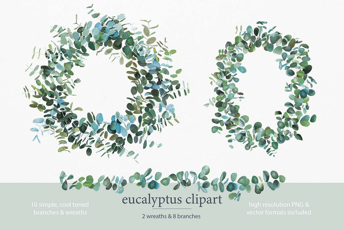 Eucalyptus wreath and branch clipart, an Illustration by michLg designs (Photo 1 of 3)