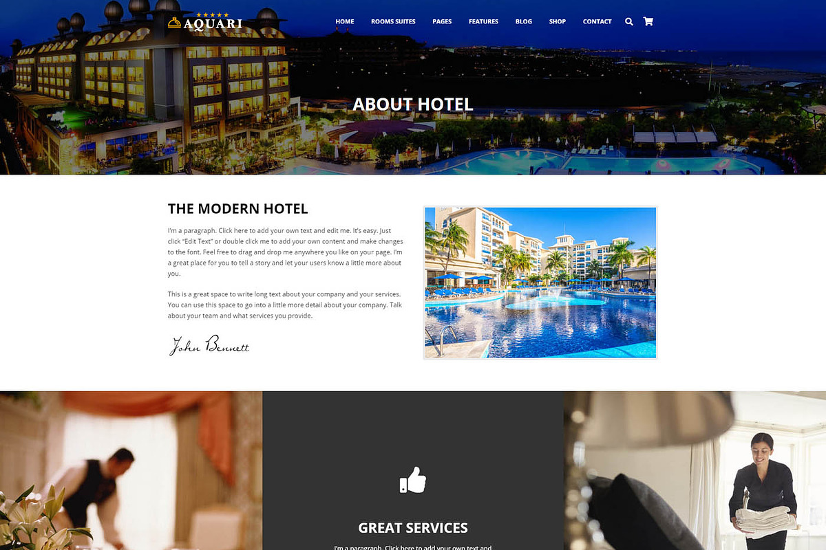 Aquari - Hotel, Resoft & Business, a WordPress Template by Cherry Wordpress Theme (Photo 3 of 10)