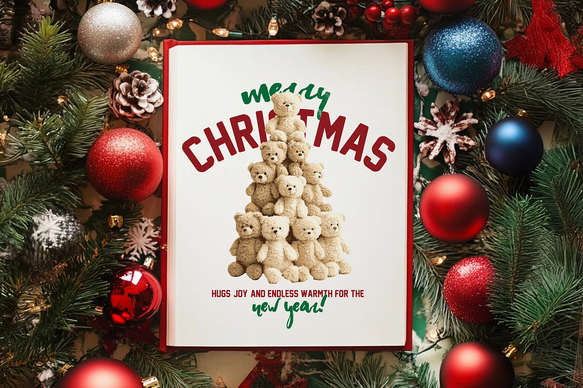 Merry Christmas-New Year Teddy Bear, an Animal Illustration by StudioLondon (Photo 1 of 3)