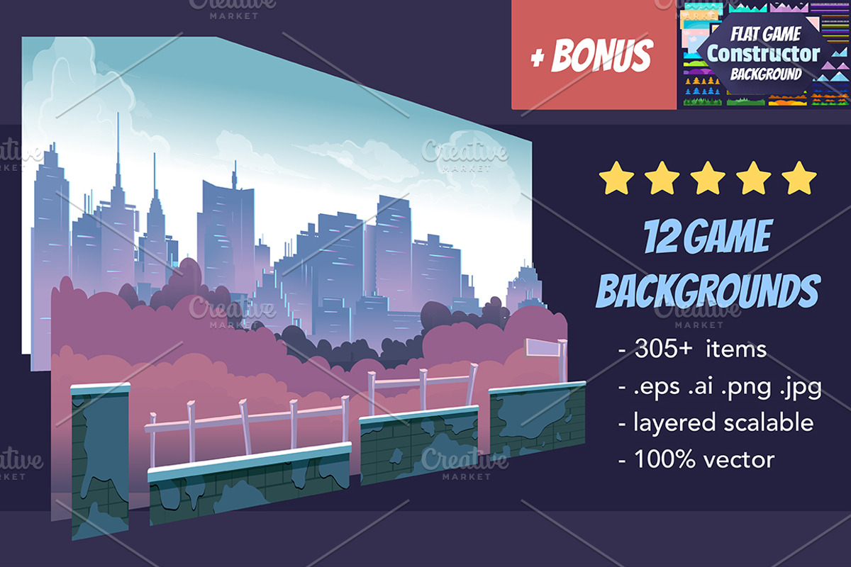 Game Backgrounds Pack III + Bonus, an Illustration by 2dvillShop (Photo 1 of 2)