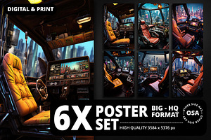 Cyberpunk Vehicle Interior Poster