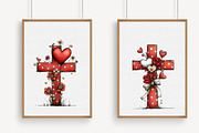 Whimsical Valentine Cross Clipart, an Illustration by Libby Wishes (Thumbnail 6 of 9)