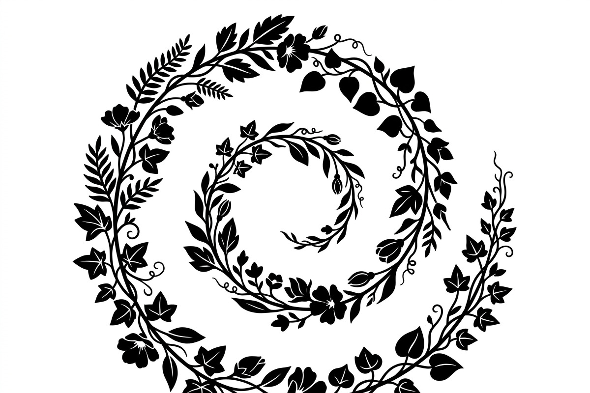 50 Elegant Floral Leaf Spiral Frame, a Decorative Illustration by Amazin_art (Photo 21 of 25)
