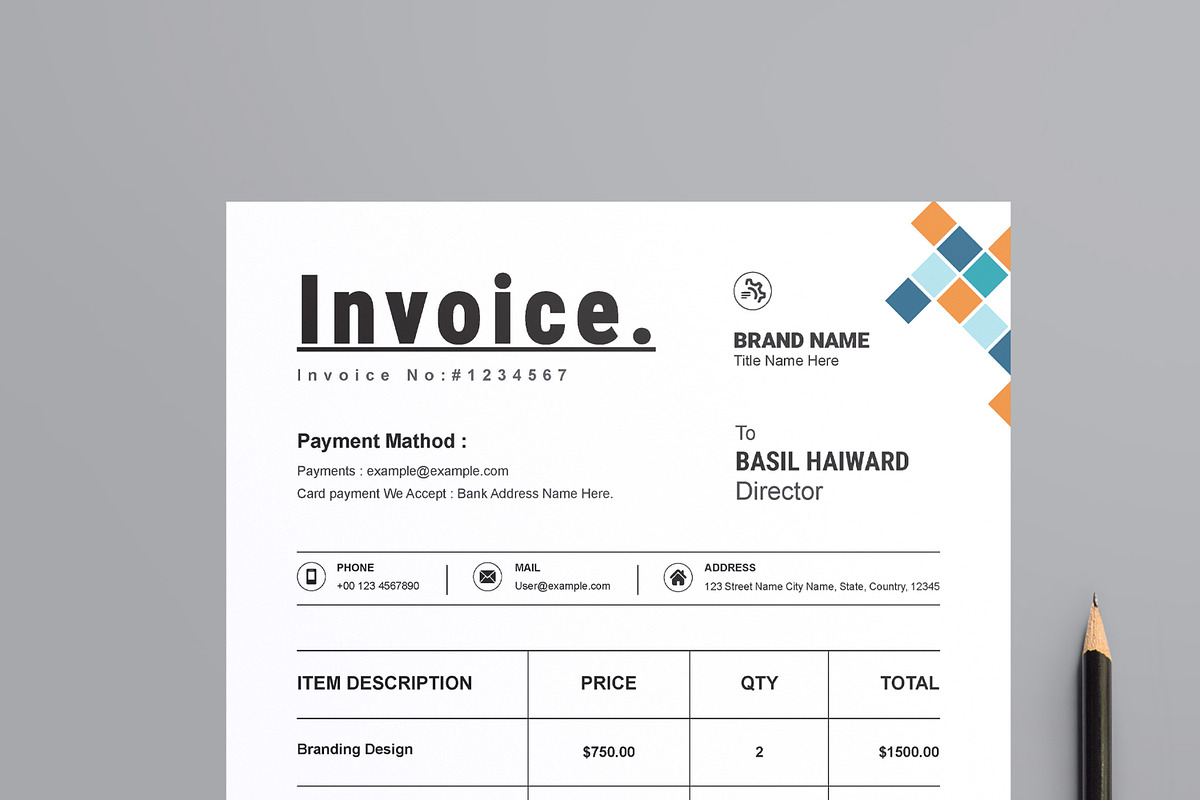 Invoice Design Layout, a Stationery Template by MightyDesign (Photo 2 of 8)