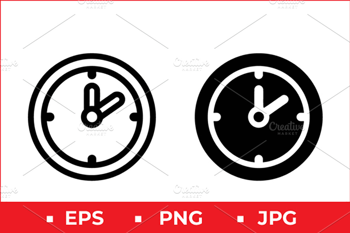 Stylized Clock Vector Icon Graphic, a Solid Icon by Artonix (Photo 1 of 2)
