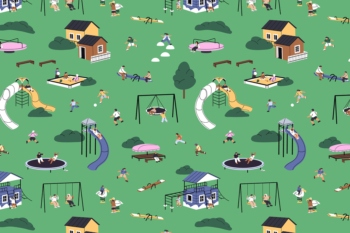Kids play on kindergarten playground, a Person Illustration by PaperTrident (Photo 5 of 10)