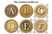 Antique Gold Stamp Alphabet Letters, a Decorative Illustration by Creative Art By SamM (Thumbnail 3 of 10)