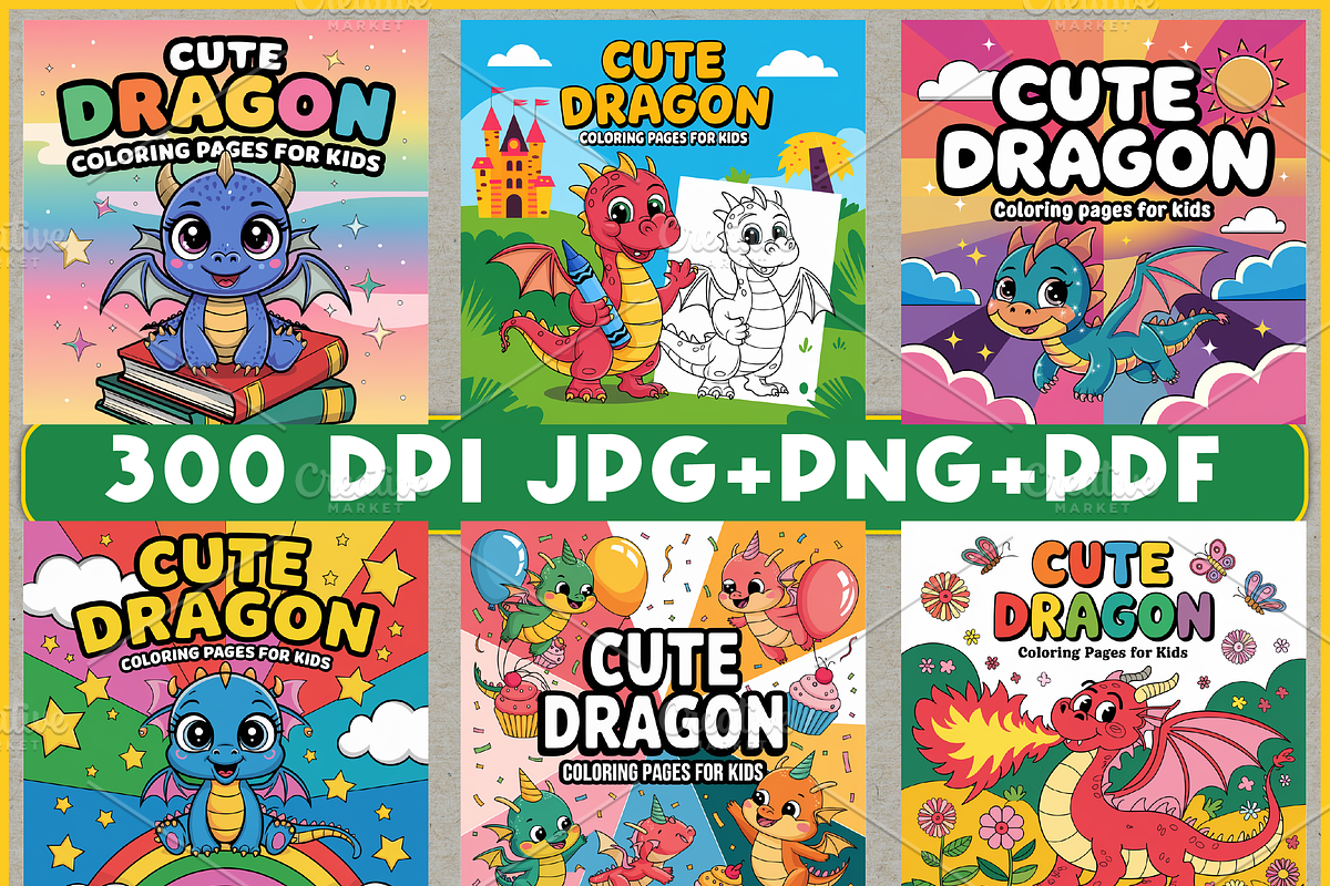 Cute Dragon Coloring Book for Kids, an Animal Illustration by Ink Gallery (Photo 3 of 4)