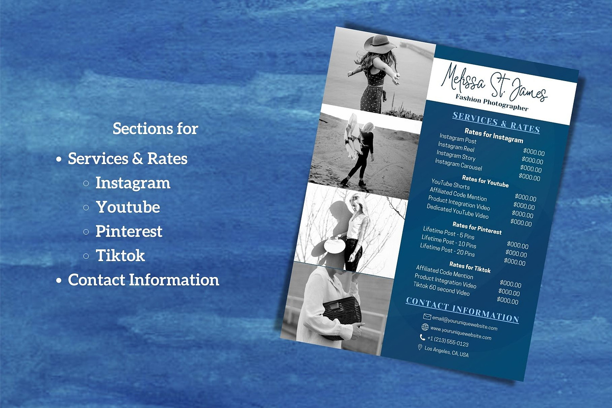 Two Page Media Kit in Navy Blue, a Templates & Theme by ProductiveandFree (Photo 5 of 10)