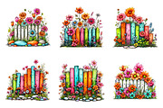 Watercolor Spring Fence Clipart, an Illustration by GatewayDesign (Thumbnail 2 of 5)