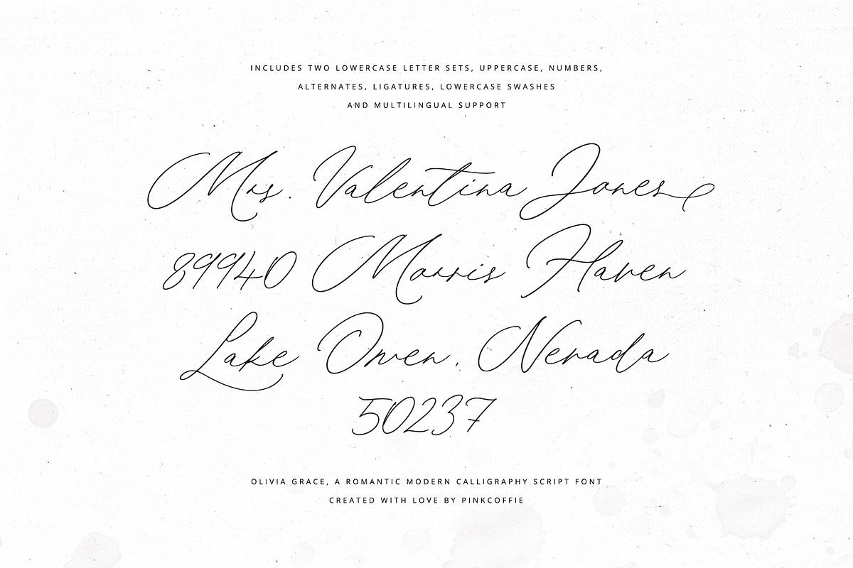 Olivia Grace | Wedding Calligraphy, a Script Font by Pink Coffie (Photo 7 of 11)