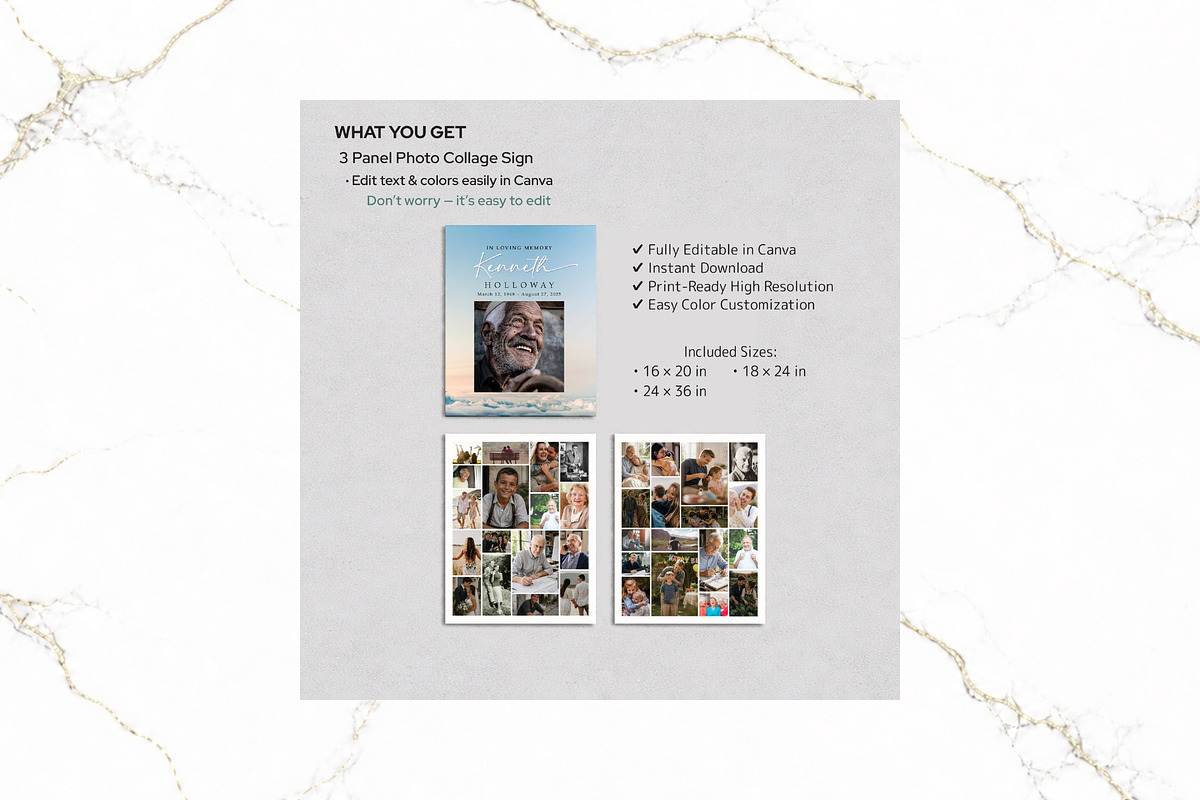 3 Panel Funeral Collage Canva FR011, a Poster Template by TyphoonStudio (Photo 2 of 9)