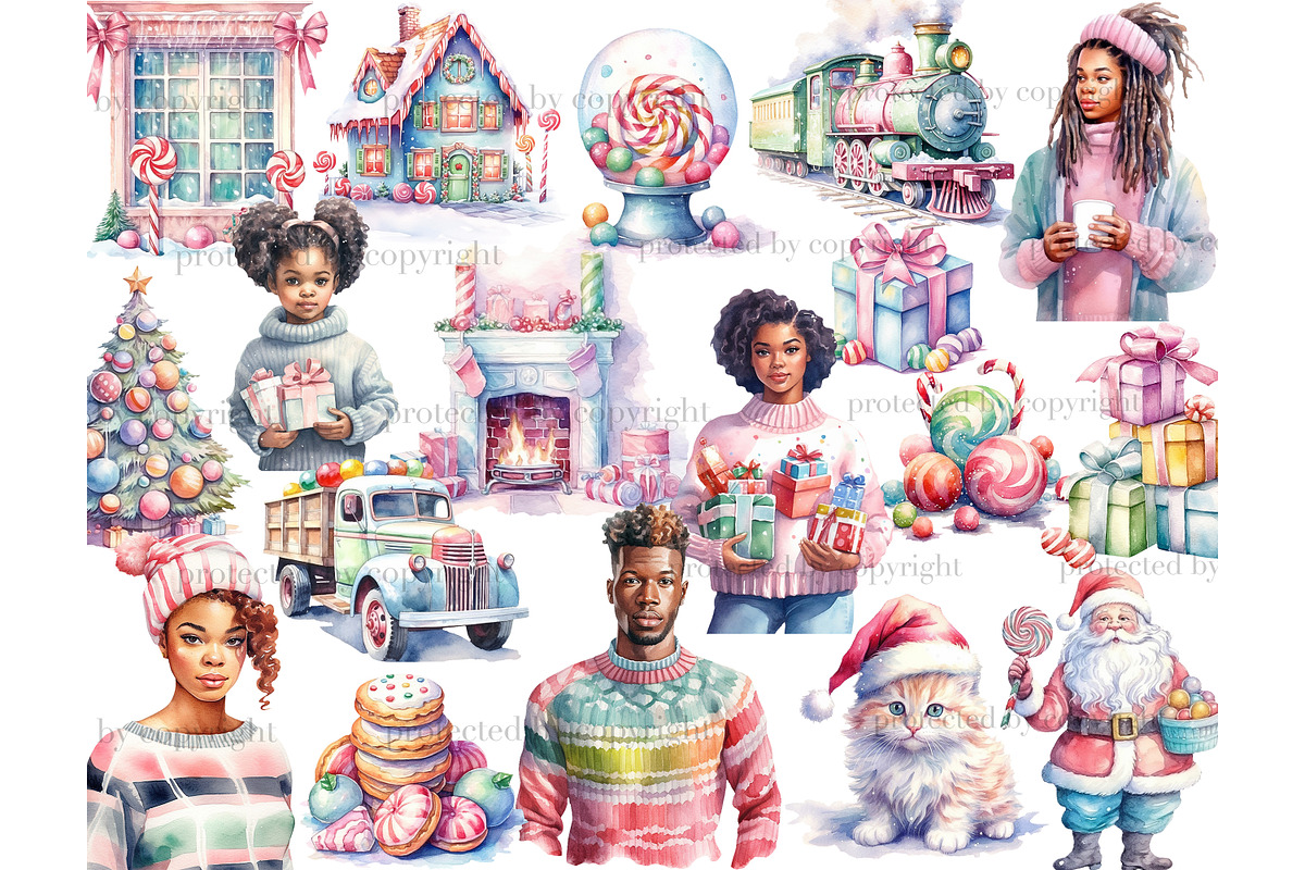 Pastel Christmas Clipart, a Person Illustration by GlamArtZhanna (Photo 2 of 5)