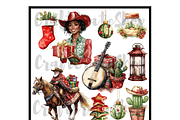 Watercolor Western Christmas Clipart, an Illustration by CraftCrateShop (Thumbnail 2 of 7)