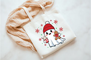 Cute Ghost Christmas PNG File, an Illustration by Watercolor design (Thumbnail 2 of 3)