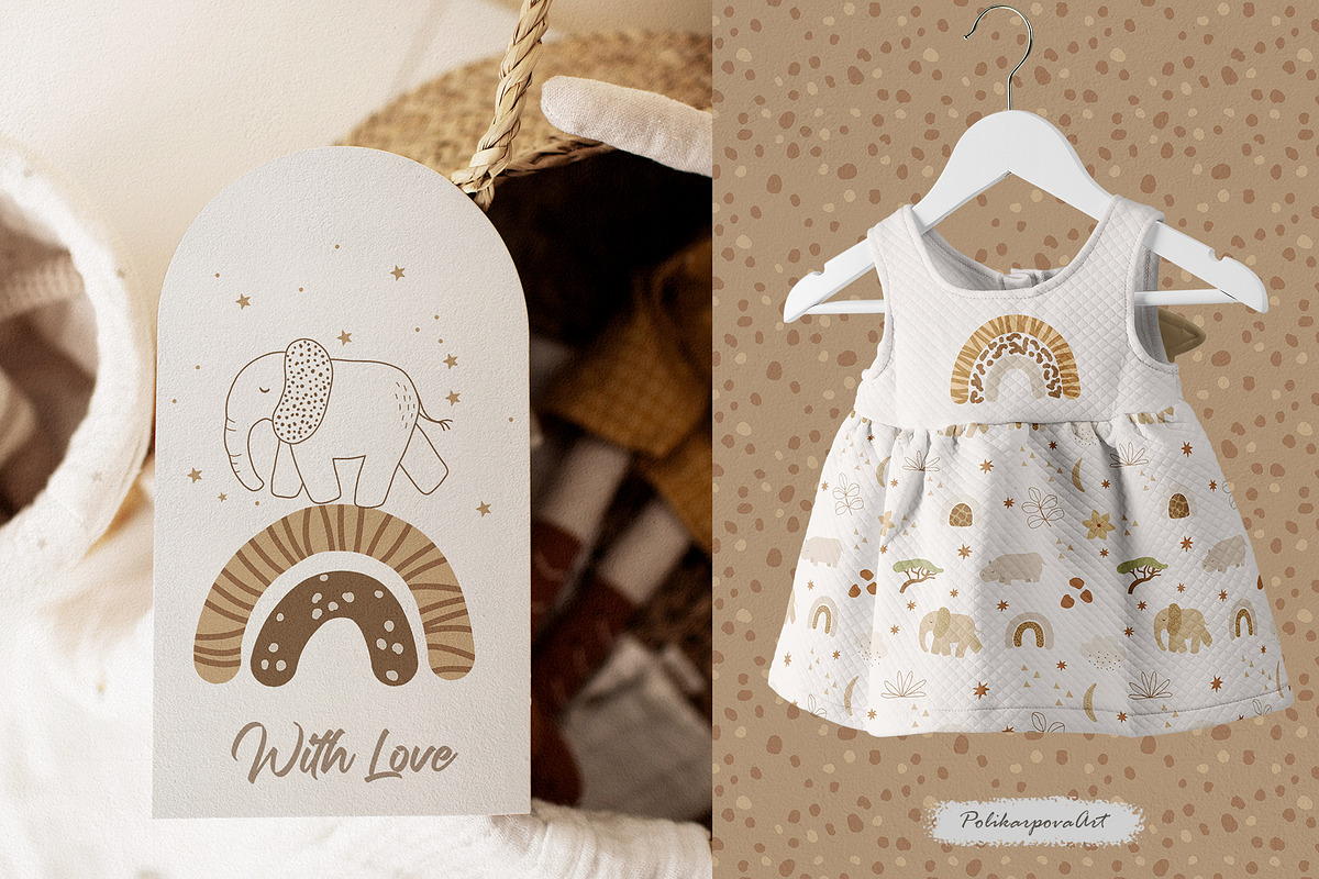 SAFARI ANIMALS clipart and patterns, an Animal Illustration by polikarpovaart (Photo 10 of 12)