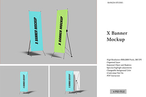 X Banner Mockup, an Advertising Mockup by Bangdastudio