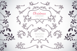 Classical Holly Christmas elements