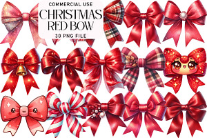 Red Coquette Christmas Bow Bundle, an Illustration by Daily.Designs