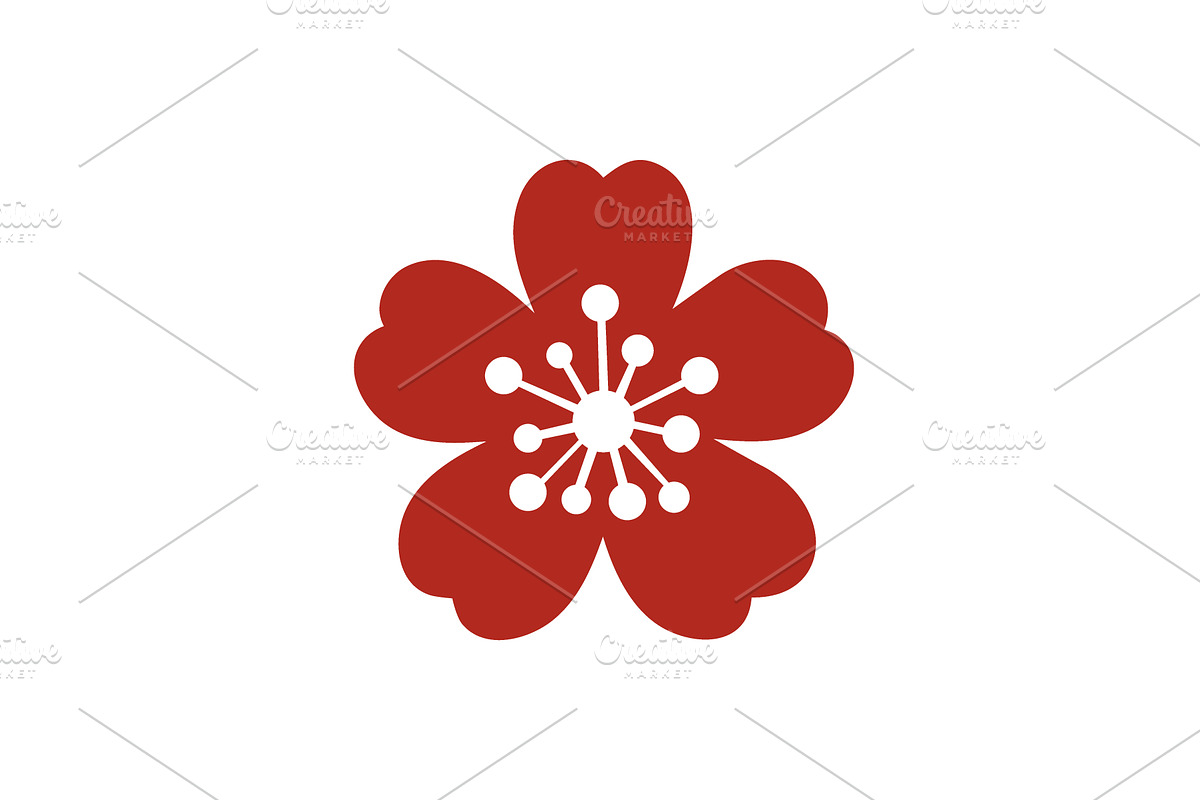 Cherry blossom flower icon. Flat, an Object Illustration by GraphiShop
