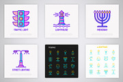 Lighting | 16 Thin Line Icons Set, an Outline Icon by Alex Blogoodf (Thumbnail 6 of 7)
