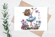 Whimsical Spring Girl Clipart, a Seasonal Illustration by Canvas Craft (Thumbnail 7 of 7)