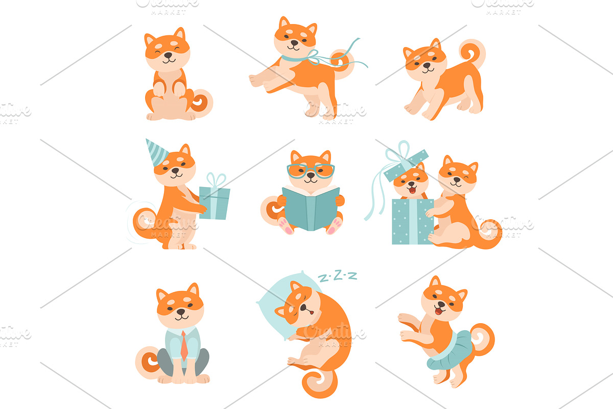 Shiba Inu Dogs in Different, an Animal Illustration by TopVectors