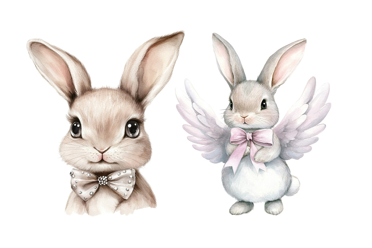 Cute Coquette Baby Bunny Clipart PNG, an Illustration by SinaCreation (Photo 5 of 5)