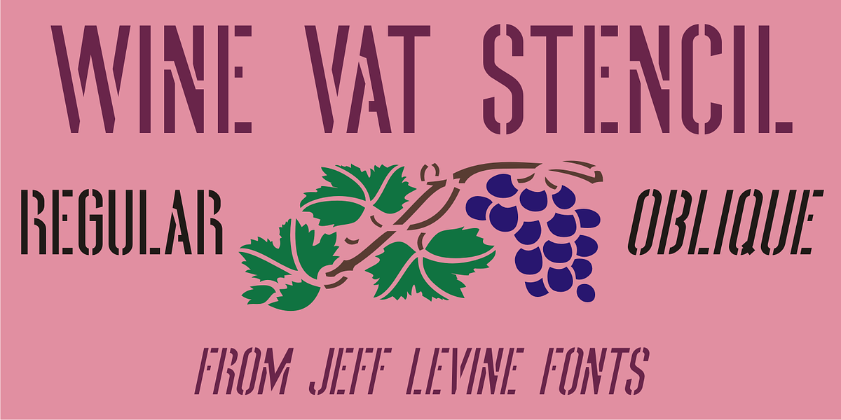Wine Vat Stencil JNL, a Sans Serif Font by Jeff Levine Fonts