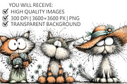 Whimsical Cat Clipart, an Illustration by Pixels.Craft (Thumbnail 2 of 5)