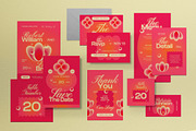 Pink Modern Wedding Invitation Set, an Invitation Template by graphicook (Thumbnail 1 of 3)