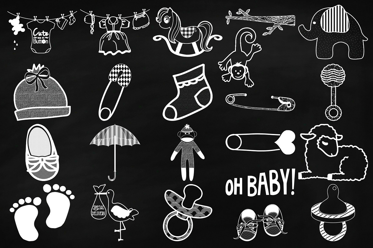 Chalk Baby Doodles ClipArt, a Food Illustration by FrankiesDaughtersDesign (Photo 2 of 5)