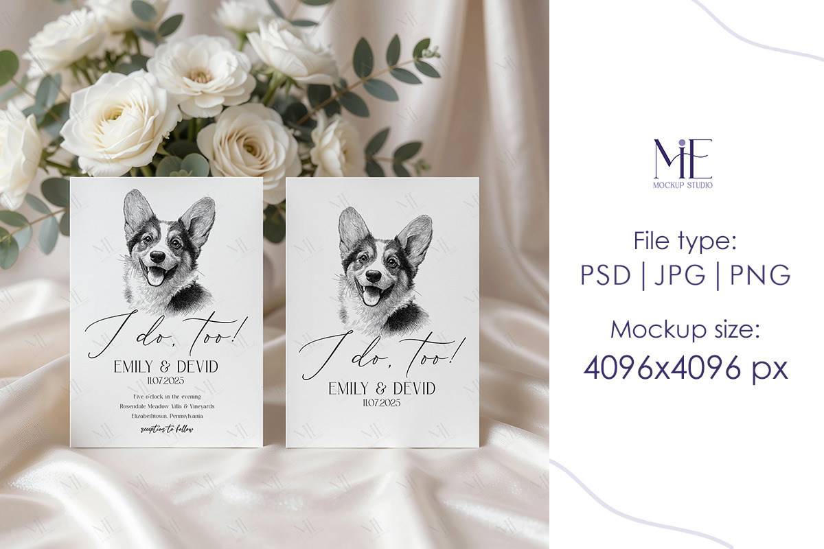 Double Card Mockup 5x7 Invitation, a Merchandise Mockup by Mie Mockup Studio (Photo 6 of 7)